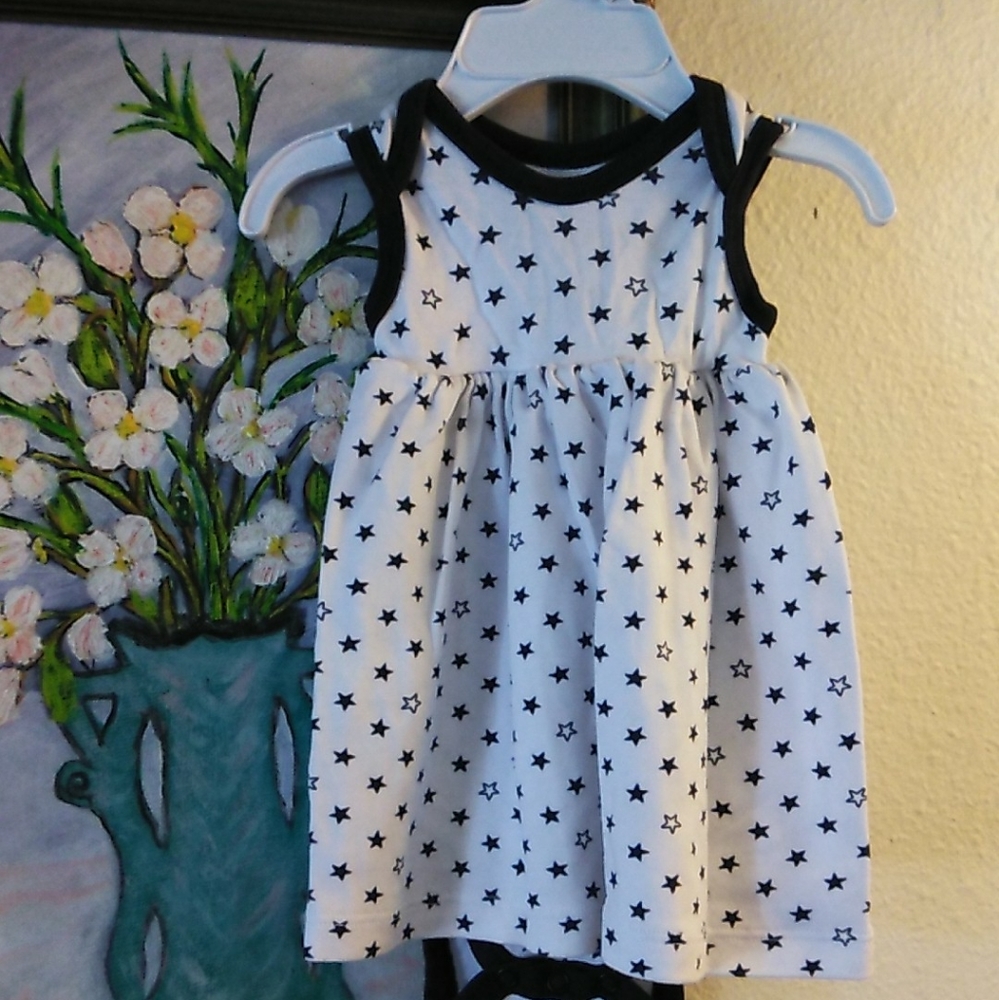 Navy and white star onesie dress